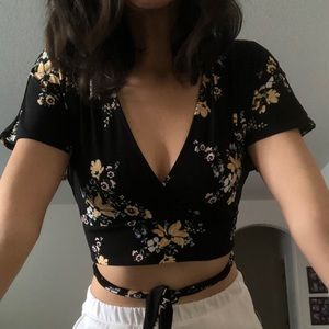 Cropped Floral Wrap top